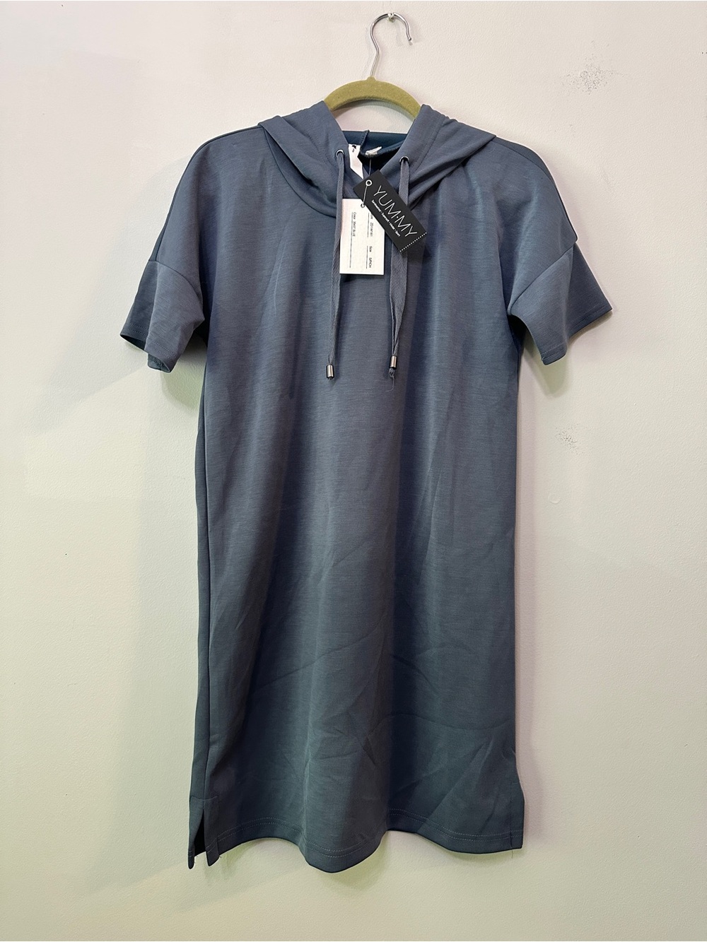 Cable & Gauge YUM-MY Supersoft Modal Short Sleeve Hoodie Dress Gray Small NWT